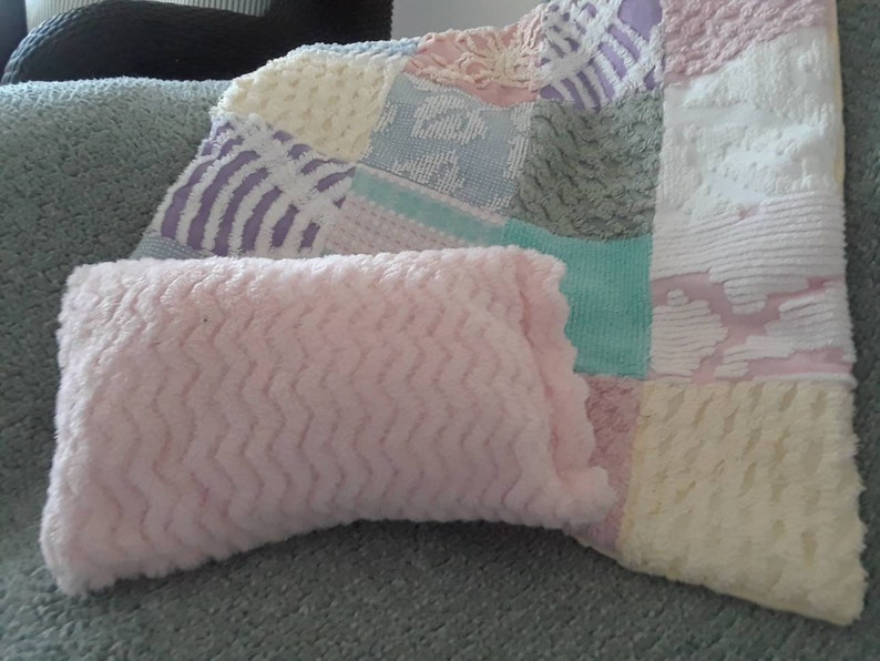 Baby Carrier Quilt Blankie Doll Blanket Chenille With Pillow Etsy