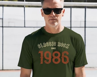 Classic Rock Since 1986 Shirt, Vintage 1986 Birthday Gift for Men, Retro Rock T Shirt, Music Lover Gift