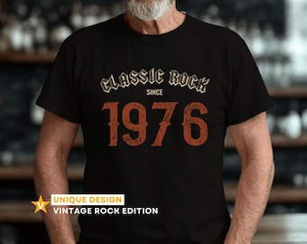 Classic Rock Since 1976 Shirt, Vintage 1976 Birthday Gift for Men, Retro Rock Style Tee, Anniversary Rock T Shirt