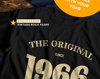Custom Year Vintage Rock Shirt, The Original Since Your Year Tee, Personalized Birthday Gift for Men