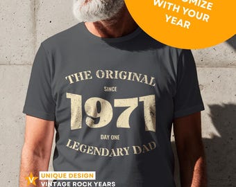 Legendary Dad Since 1971 Shirt, Custom Year Father's Day Gift, Vintage Dad Tee, Birthday Gift for Dad, Personalized Year Shirt