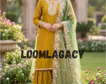 Sharara Suit Set Ready to Wear Wedding Outfit, Festive Party Wear