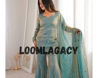 Kurta Sharara Palazzo Set with Dupatta Ready to Wear Ethnic Outfit
