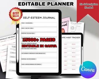 Planificador digital sin fecha PLR — Plantilla de Canva con hipervínculos