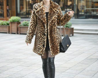 Luxury Leopard  Fur Coat – Warm, Stylish Winter Outerwear