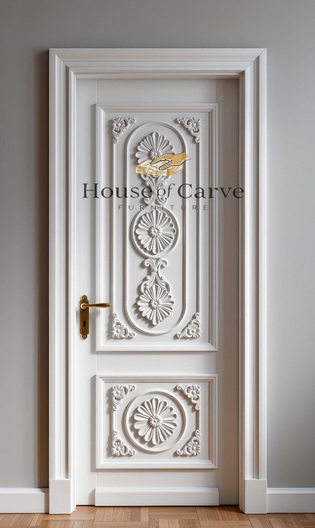 Elegant White Carved Wooden Door – Luxury Interior Single Door - Etsy
