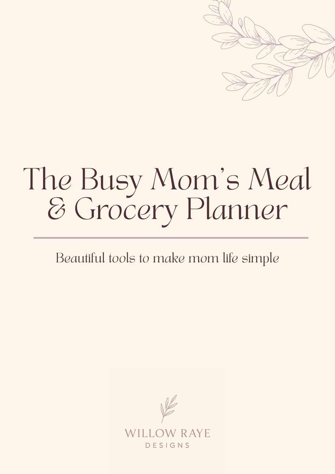 Busy Mom Meal + Grocery Planner Printable | Minimalist Blush + Beige ...