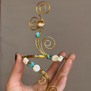 Golden Beach Seashell Spiral Arm Cuff