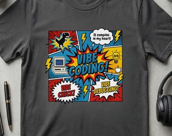 Funny Pop Art Vibe Coding T-Shirt, Tech Lover Gift,  Gift for Software Developers and Coders, Programmer Tee, Computer Science Shirt,IT Gift