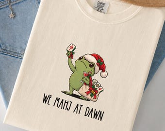 Christmas Mahjong Shirt, We Mahj At Dawn Frog Tee, Holiday Cocktail Mahjong Gift, Funny Christmas Gift for Mahj Player, Mahjong Lover Shirt