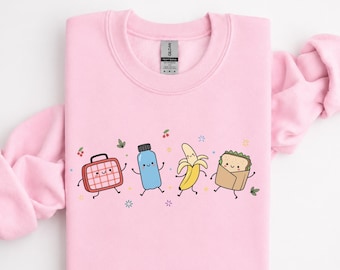 Funny Teacher Life Shirt, Cute Lunch Box Doodle Tee, Lunch Lady Cafeteria Staff Gift, Back to School Preschool Crewneck