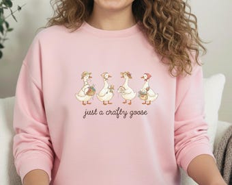 Crafty Shirt Women, Just A Crafty Goose Shirt, Crafting Lover Gift, Knitting Mom Gift, Yarn Lover Tee, Gift for Knitter, Crochet Mom Gift