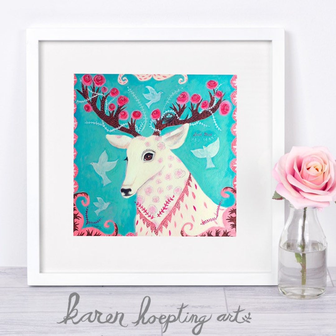 Deer Wall Art 10x10 Paper Print Woodlands Deer Decor Etsy