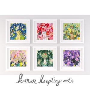 Spring Garden, Rabbit card, 5x5 Blank Greeting Card, Easter card, Rabbit lovers, Daffodil, Spring theme image 3