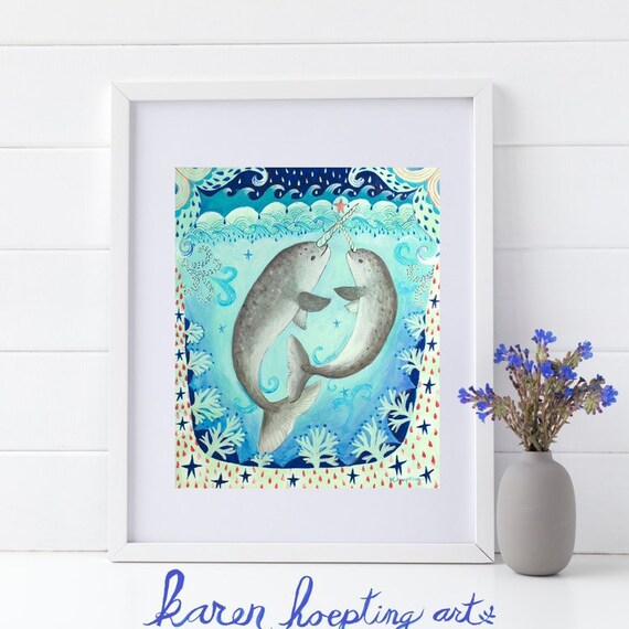 Narwhal Art Print Narwhal Love Narwhal Nursery Narwhal Etsy