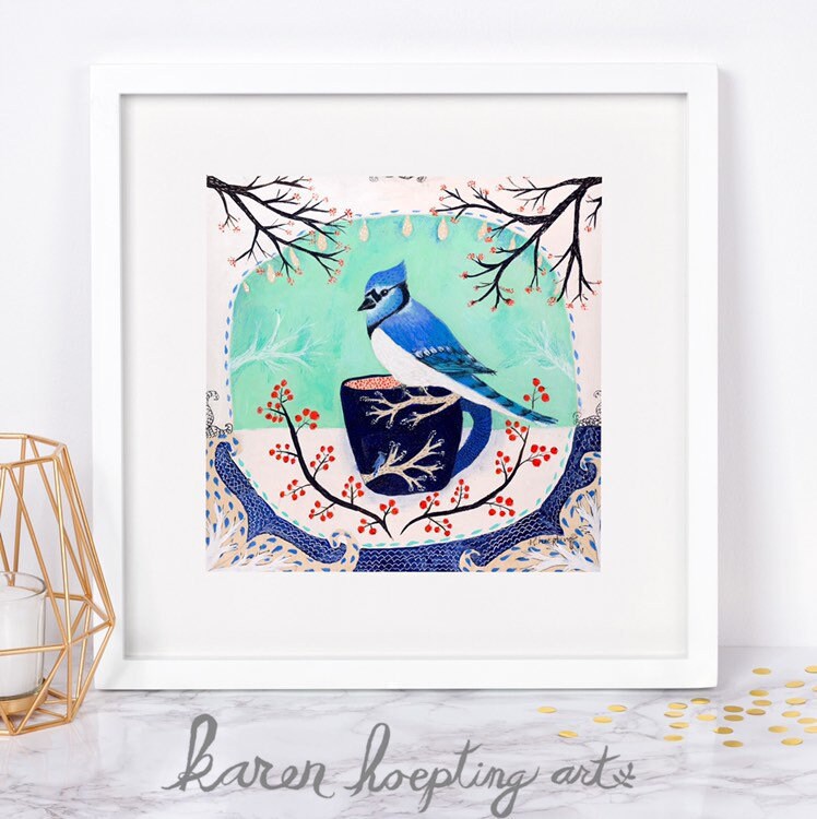 Blue Jay Blue Jay Wall Art 10x10 Giclee Blue Jay Print Etsy España