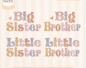 Broderipaket för storasyster och broderi, lätt fyllning, snabbstygn, maskinbroderidesign, 4x4 5x7 broderi, direktnedladdning