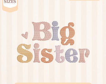 Storasyster broderidesign, lätt fyllning, snabbstygn, maskinbroderidesign, 4x4 5x7 broderi, direktnedladdning