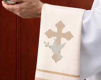 Diseño de bordado de la Cruz del Espíritu Santo, Paloma de la Paz, Archivo de relleno de boceto cristiano, Descarga digital