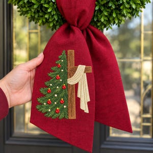 Christian Christmas Tree Cross Embroidery Design, Religious Christmas Embroidery, Nativity Inspired Holiday Decor, Instant Download