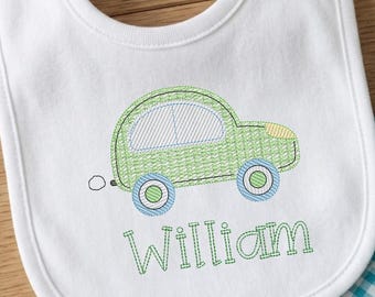 Diseño de bordado de cochecito verde, estampado de cuadros vichy, descarga digital de vehículo para bebé niño, Pes Dst Jef Vp3