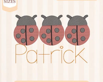 Broderidesign med skogsnyckelpigor, lätt fyllning, snabbstygn, maskinbroderidesign, 4x4 5x7 broderi, direktnedladdning