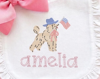 Diseño de bordado de caniche patriótico con bandera, patrón de perro del 4 de julio, descarga digital, Pes Dst Jef Vp3