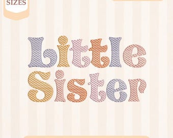 Broderidesign för lillasyster, lätt fyllning, snabbstygn, maskinbroderidesign, 4x4 5x7 broderi, direktnedladdning