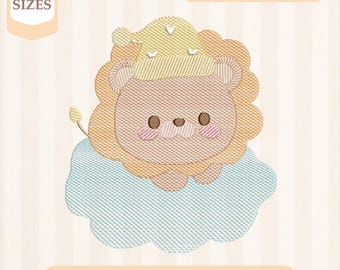 Disegno per ricamo "Sweet Dreams Lion Sketch", riempimento leggero, punto veloce, disegno per ricamo a macchina, ricamo 4x4 5x7, download immediato