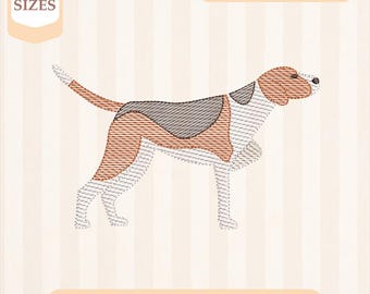 Broderidesign med pekarhund, lätt fyllning, snabbstygn, maskinbroderidesign, 4x4 5x7 broderi, direktnedladdning