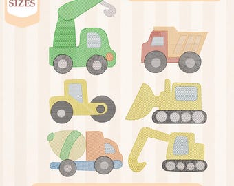 Broderipaket för bygglastbilar, lätt fyllning, snabbstygn, maskinbroderidesign, 4x4 5x7 broderi, direktnedladdning