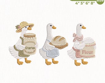 Goose Bakery Embroidery Design Bundle, Cottagecore Goose Emb, Sourdough Goose, Vintage Farmhouse Machine Embroidery Files, Instant Download