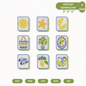 Italian Summer Mahjong Embroidery Bundle, Amalfi Coast Mahjong Icons, Mediterranean Digital Files, Coastal Summer Instant Download image 1