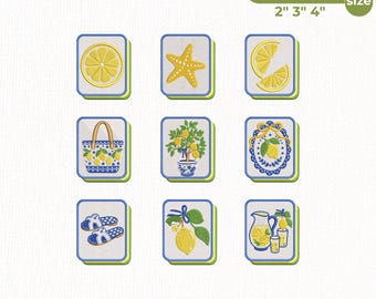 Italian Summer Mahjong Embroidery Bundle, Amalfi Coast Mahjong Icons, Mediterranean Digital Files, Coastal Summer Instant Download