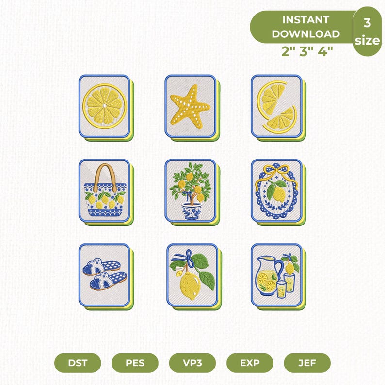 Italian Summer Mahjong Embroidery Bundle, Amalfi Coast Mahjong Icons, Mediterranean Digital Files, Coastal Summer Instant Download image 1