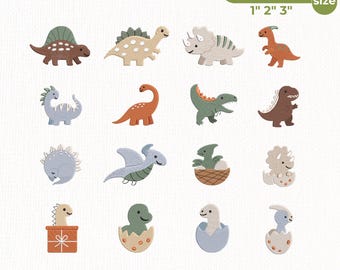 Dinosaur Embroidery Design Bundle, Dinosaur Mini Icons, Baby Dino Digital Files, Dinosaur Emb Set,Dino Hatchling Embroidery,Instant Download