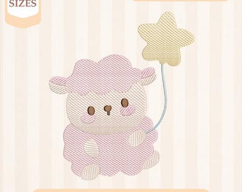 Disegno per ricamo "Sweet Dreams Sheep Sketch", riempimento leggero, punto veloce, disegno per ricamo a macchina, ricamo 4x4 5x7, download immediato