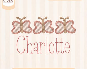 Broderidesign med skogsfjärilar, trio, lätt fyllning, snabbstygn, maskinbroderidesign, 4x4 5x7 broderi, direktnedladdning