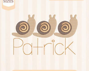 Broderidesign med skogssnigeltrio, lätt fyllning, snabbstygn, maskinbroderidesign, 4x4 5x7 broderi, direktnedladdning