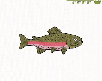 Rainbow Trout Fish Embroidery Design, Realistic Fish Fishing Wildlife Outdoors Pattern For Fisherman Pes Dst Jef Vp3, Instant Download