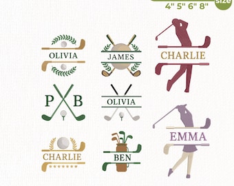 Golf Monogram Bundle Embroidery Design, Personalized Golf Name Design, Golf Girl Embroidery File, Instant Download