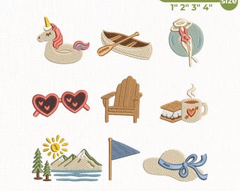 Lake Life Embroidery Bundle, Summer Cabin Machine Embroidery Files, Cozy Lakehouse Embroidery Design, Instant Download