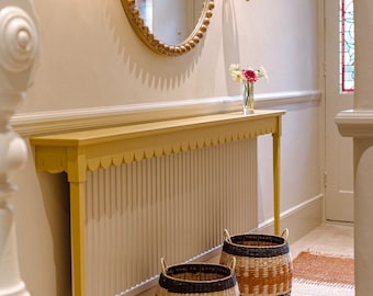 Radiator Console Table | Radiator Shelf - A traditional scalloped design which can be ordered with or without legs.