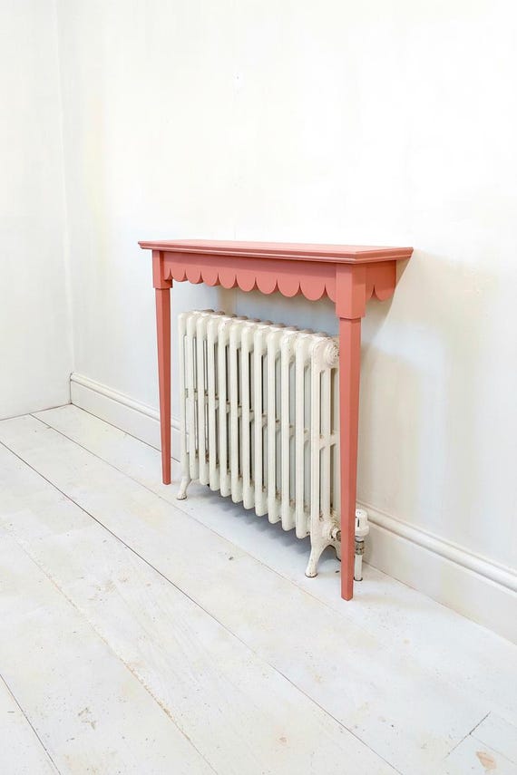Scalloped hallway console tables