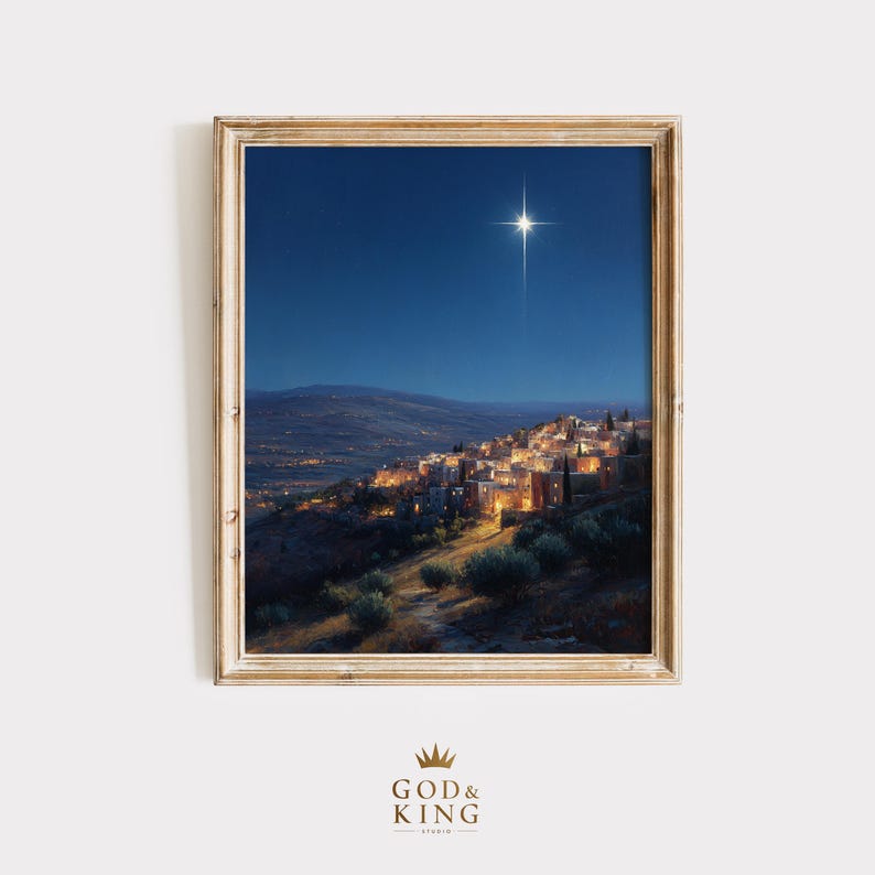 Christian Christmas Nativity Scene | Town of Bethlehem Print | Festive ...