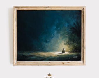 Jesus Praying In The Garden Of Gethsemane Scriptural Wall Art | Jesus Bible Scene Print Digital Download | 22