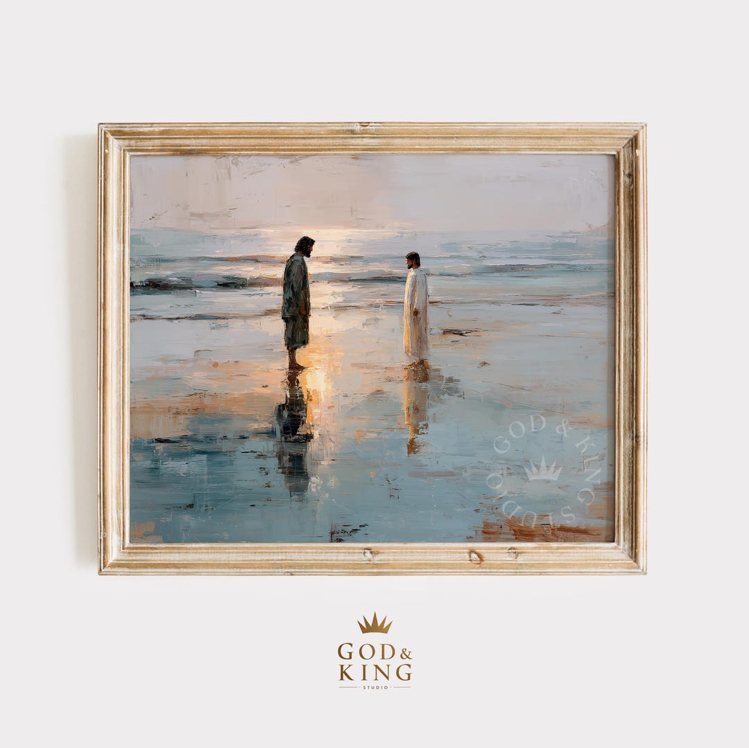 Jesus and Peter on the Shore in John 21 | Christian Art Print ...