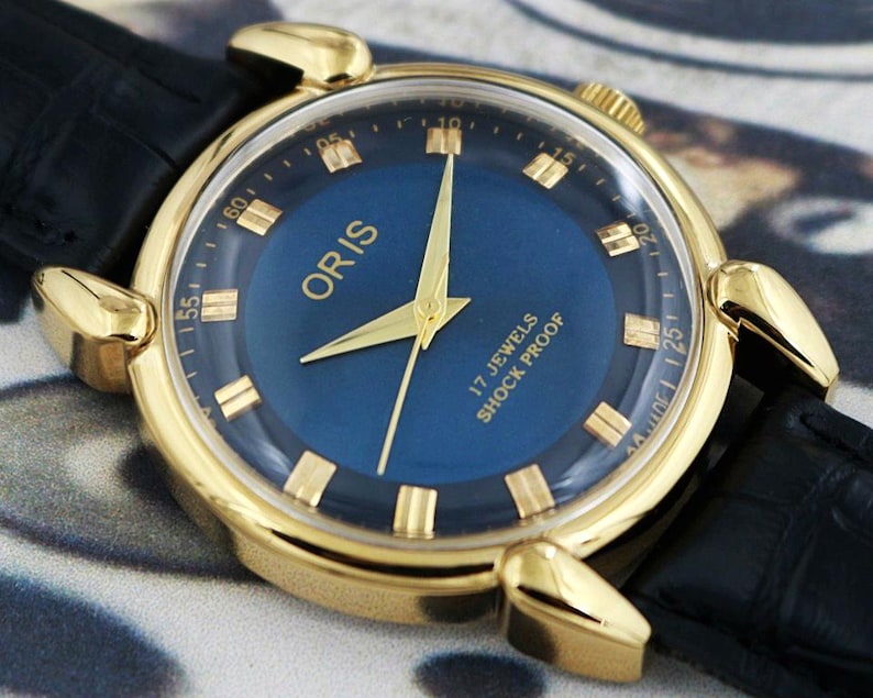 Vintage Oris Men’s Watch | Swiss Made | Hand-Winding | Blue Dial | Teardrop Lugs | 17 Jewels | 210-05 image 1