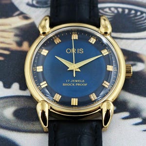 Vintage Oris Men’s Watch | Swiss Made | Hand-Winding | Blue Dial | Teardrop Lugs | 17 Jewels | 210-05 image 3