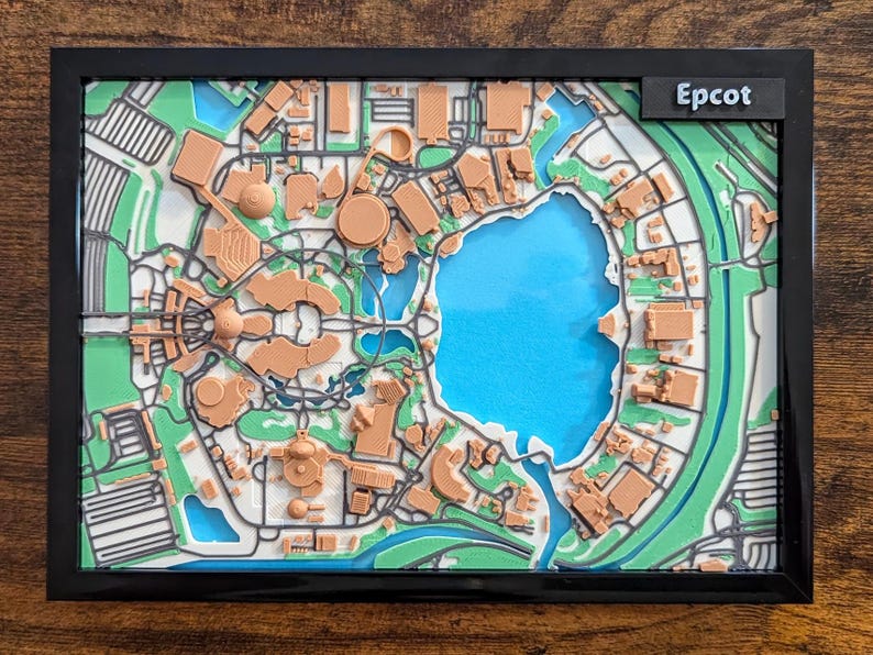 Epcot Cartoon Map 3D Epcot Mini Map – Custom Theme Park Art - Etsy